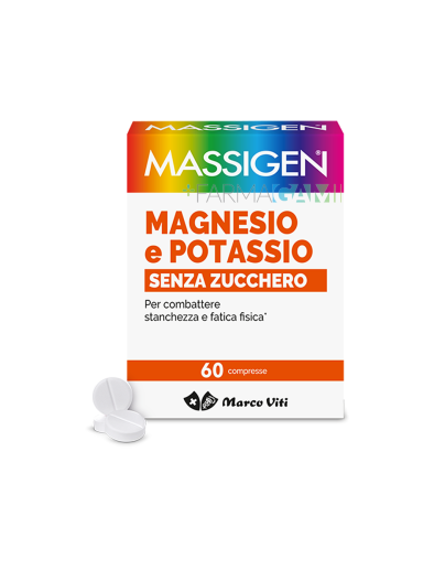 Massigen Magnesio E Potassio Senza Zucchero - 60 Compresse, Integratore Sali Minerali